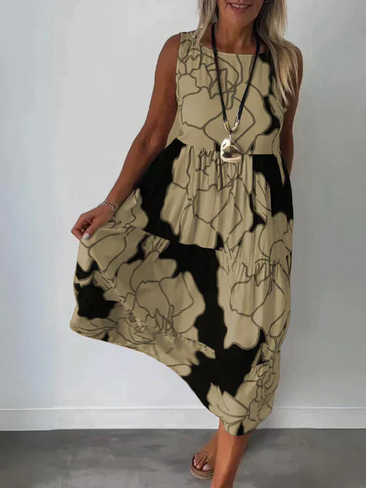 Jolanda | Mouwloze jurk met print